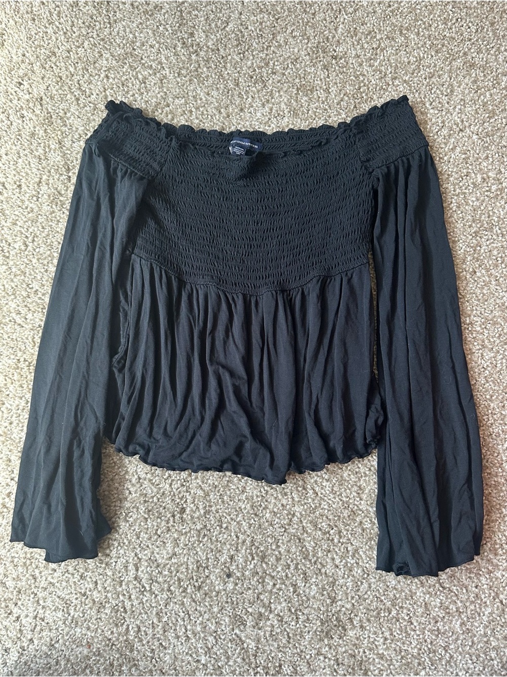 American Eagle Outfitters Black Off-Shoulder long sleeves Top
